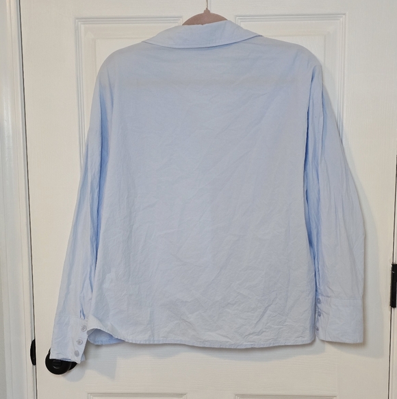 JOH Pale Blue Cotton Twist Front Button Down Shirt Medium - Picture 7 of 7